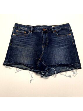 Vince Camuto Distressed Denim Jean Mid Rise Shorts Size 31/12 Stretch Waist 34"